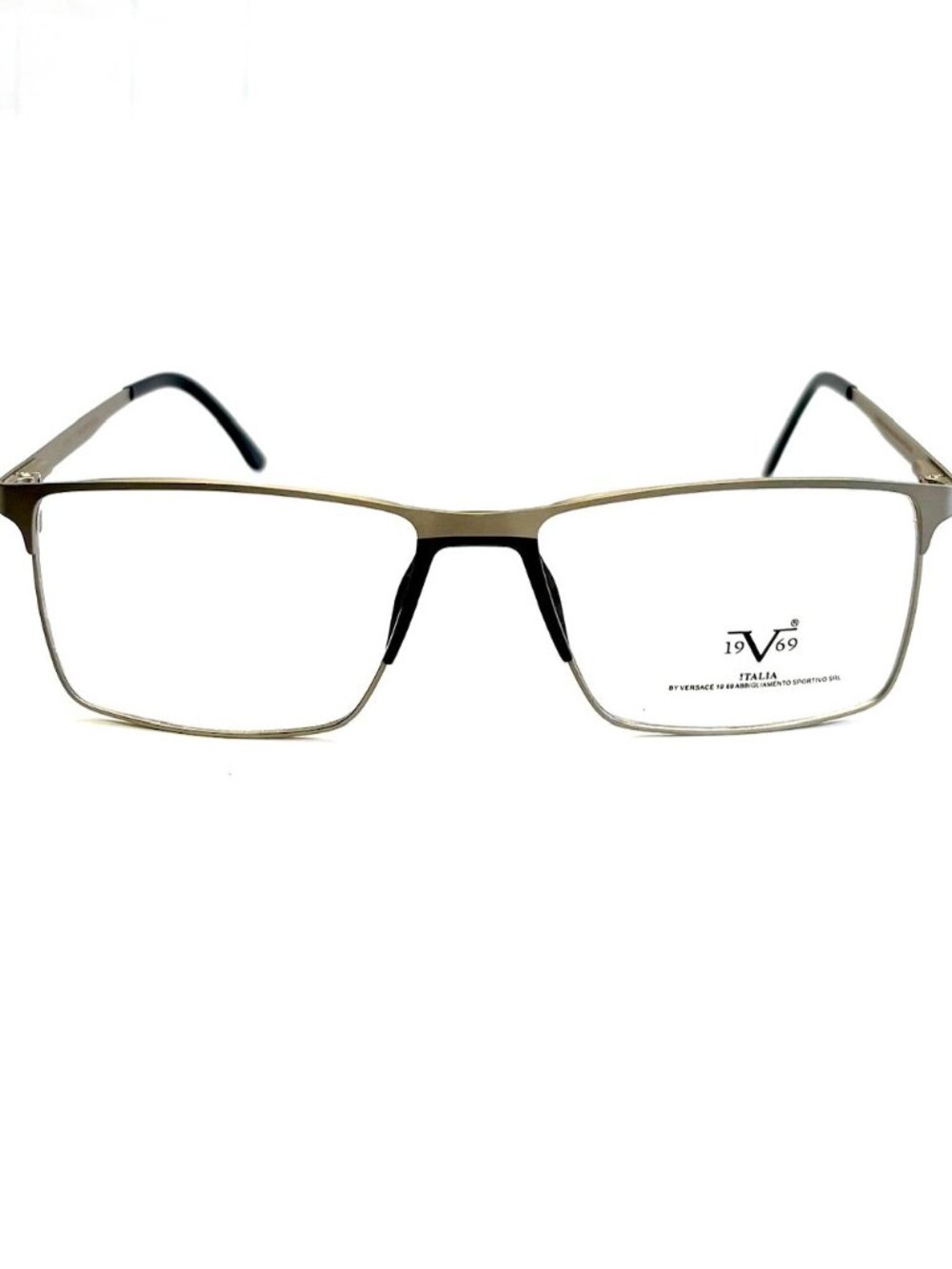 Men's Rectangular Matte Gunmetal Eyeglasses & Black Plastic Bridge & Temple Tips